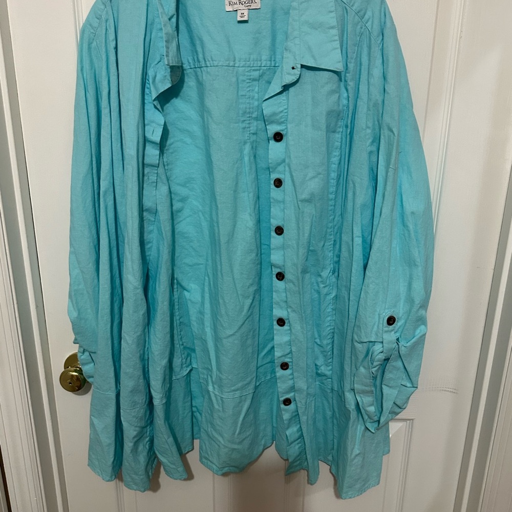 Kim Rogers Teal Button-Up Blouse